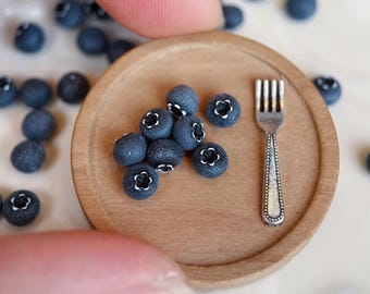 Miniatur Blaubeer Dekor: Polymer Clay Puppenhaus Essen