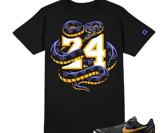 Camiseta Kobe 24 a juego con las zapatillas Kobe 8 Lakers Away moradas y doradas, regalo para coleccionistas de zapatillas para él o para ella.