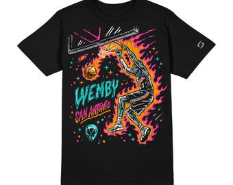 Wemby Dunk vintage Graphic Tee, wembanyama Shirt, San Antonio Alien Hoops T-Shirt, SA playoffs tee