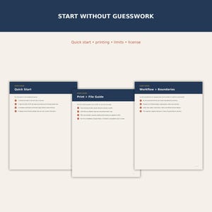 Quick-start and printing guide pages included with the digital download.