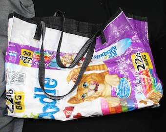 Saco de alimentación de comida para gatos púrpura Tote grande