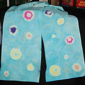 Bamboo Rayon Scarf- light blue with dots and circles