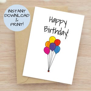 Cartão de feliz aniversário, cartão de balões de aniversário, cartão de aniversário com balões