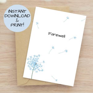 Carte d'adieu, carte d'adieu pissenlit, carte d'adieu, d'adieu et de déménagement