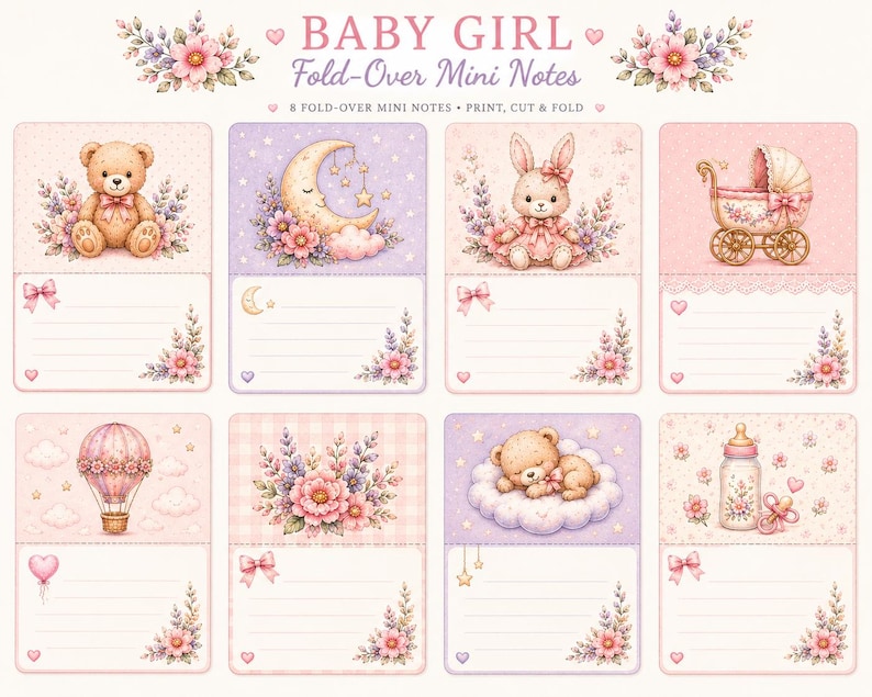 Sweet Little One Baby Girl Memory Journal Collection | Printable Keepsake Junk Journal Bundle image 19