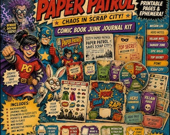 Comic Book Junk Journal Collection | Superhero Ephemera, Vintage Papers, Mini Books (Digital Download)