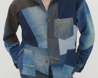 【CAVISH】WASHED PATCHWORK JACKET / 追跡付 Denim Patchwork Jacket - KSENIASCHNAIDER