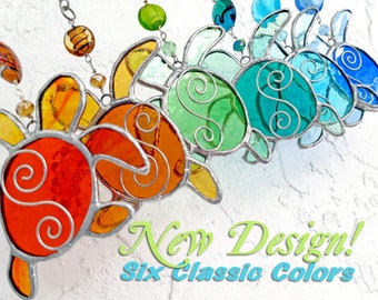 Stained Glass Baby Sea Turtle Suncatcher, Fan Pull
