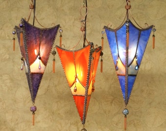 Bohemian Stained Glass Hanging Sconses