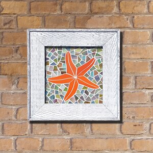 Framed Starfish Stained Glass Mosaic Wall Tile Sea Grass