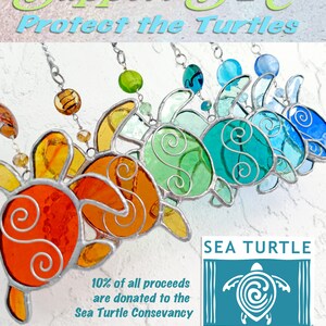 Stained Glass Baby Sea Turtle Hatchling Fan Pull, Suncatcher, Ornament image 9