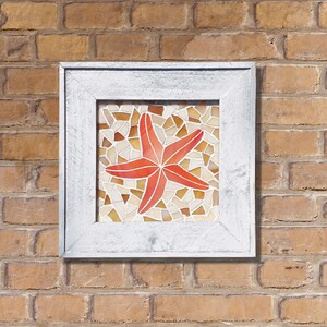 Framed Starfish Stained Glass Mosaic Wall Tile Sandstone