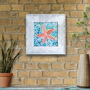 Framed Starfish Stained Glass Mosaic Wall Tile image 4