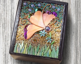 Stained Glass Butterfly Jewelry, Memorial, Keepsake, Gift Box