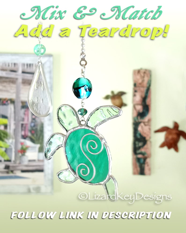 Stained Glass Baby Sea Turtle Hatchling Fan Pull, Suncatcher, Ornament image 8