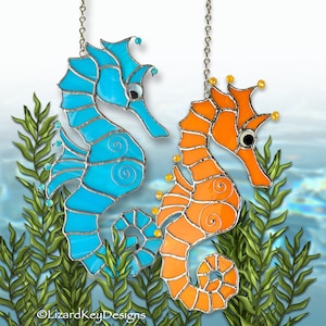 Whimsical Seahorse Stained Glass Sun Catcher