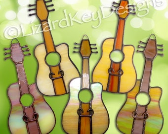 Stained Glass Acoustic Guitar Suncatcher, Ornament