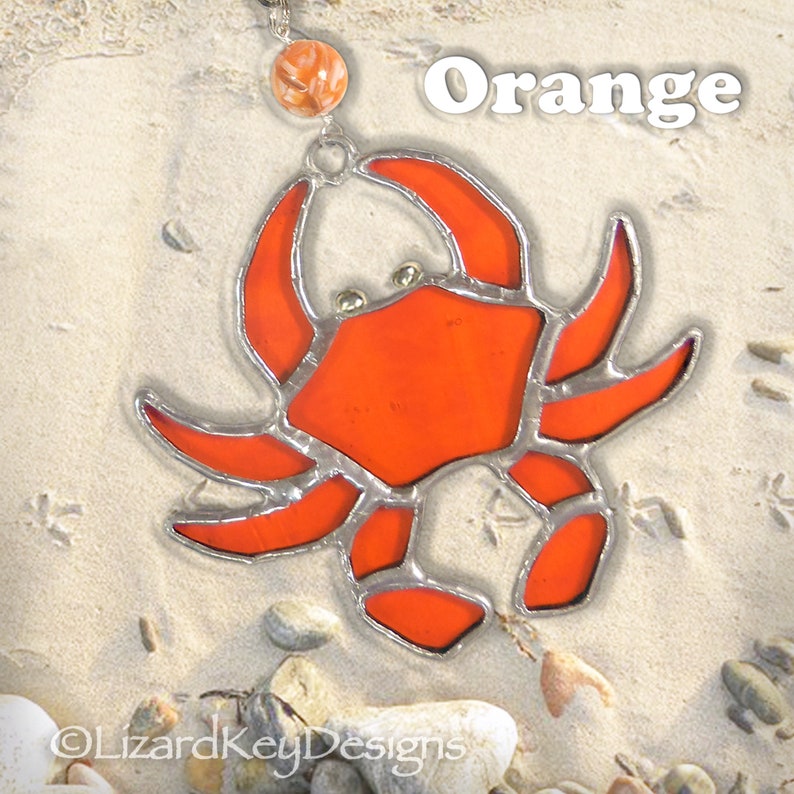 Stained Glass Crab Fan Pull Suncatcher Ornament Decoration Etsy