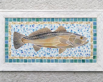 Speckled Trout Stained Glass Mosaic Wall Panel