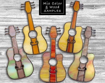 Stained Glass Acoustic Guitar Suncatcher, Ornament