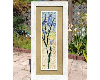 Blue Iris mosaic wall panel