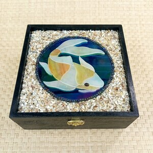 Stained Glass Koi Fish Jewelry, Memorial, Keepsake, Gift Box