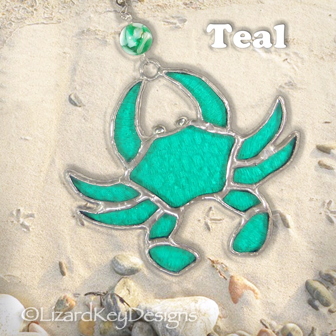 Stained Glass Crab Fan Pull Suncatcher Ornament Decoration Etsy