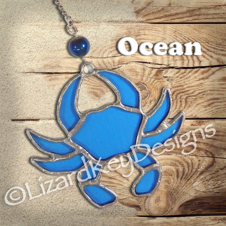 Stained Glass Crab Fan Pull Suncatcher Ornament Etsy
