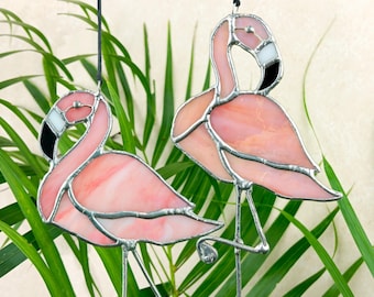 Pink Flamingo Stained Glass Ornamental  Suncatcher