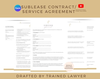 Minimalist Sublease Contract, Sublease Template Agreement, Sublease Form, Sublet Agreement, Commercial Sublease Agreement, Tenant Agreement