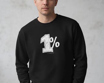 1% Trader Sweatshirt | Exklusives Trading Mindset Rundhals-Sweatshirt | Geschenk für Daytrader | Börsen-Hoodie | Minimalistische Trader-Bekleidung