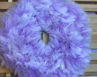 Crochet fluffy scrunchie. Light purple   USA shipping only