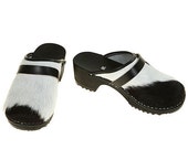 Classic Cowhide Clog ( black-white )