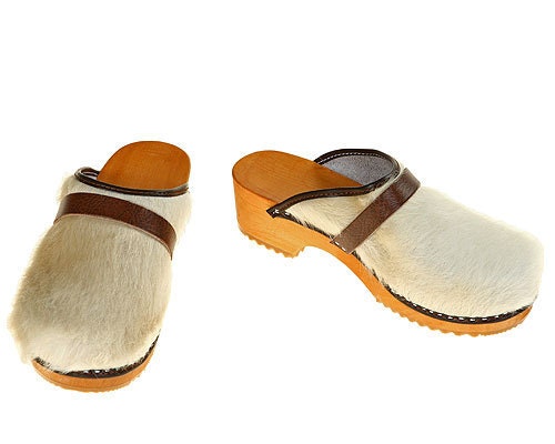 Cowhide Clog Uni White Bright Sole Etsy Canada