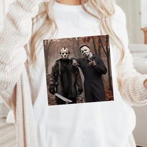 Jason Voorhes Michael Myers Friday the 13th Shirt,  Horror Characters Friend, 90s Halloween Movie Shirt, DesignsJason and Michael Shirt
