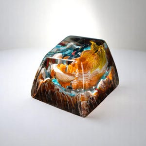 Handmade Koi Fish Keycap – Artisan Resin Keycap for Mechanical Keyboard – Custom R1 Escape Key – Unique Ocean Theme Keycap – Gift for Gamers