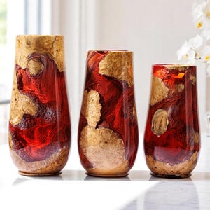 Wood and Resin Vase – Handmade Decorative Flower Vase, Modern Home Decor, Natural Epoxy Wood Art, Unique Centerpiece for Table or Shelf
