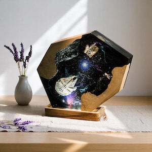 Galaxy Resin Lamp – Handmade Cosmic Night Light, Starry Sky Lamp, Space Decor for Bedroom, Unique Galaxy Gift,Cosmic Desk Light,gift for him