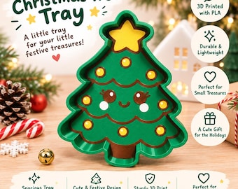 Christmas Tree Tray, 3D Printed Trinket Dish, Holiday Jewelry & Small Treasure Tray