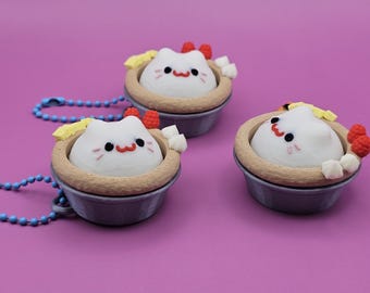 Cat Pie Clicker Keychain, Kawaii Fidget Clicker Toy, 3D Printed Mochi Cat Keyring