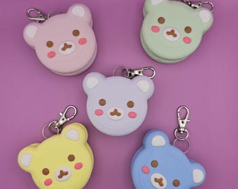 Bear Macaron Clicker Keychain, Kawaii Fidget Toy, 3D Printed Macaron keyring