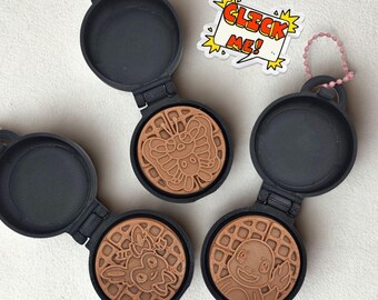 Waffle Clicker Keychain | Cute Collectible Fidget Toy | Mystery Waffle Charm