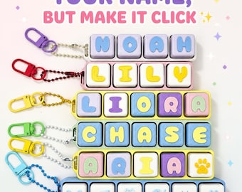 Custom Name Keycap Clicker Keychain, Personalized Letter Keychain, Fidget Keychain