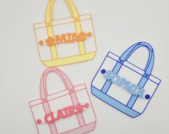 Personalized Tote Bag Keychain, Custom Name Bag Charm, 3D Printed Keychain