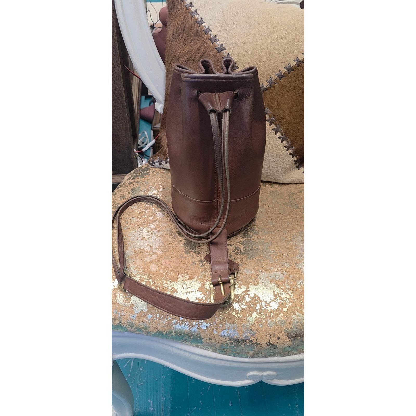 Vintage Coach Off-White Cream Leather Bixby Bucket Sling Bag 9984 Vintage Coach Bucket Bag - Etsy main image 3