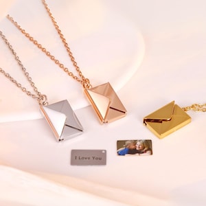 Collar con foto personalizada, collar con medallón de sobre, collar con imagen oculta para mamá, regalo para mamá, abuela, nueva mamá, regalo del Día de la Madre para ella