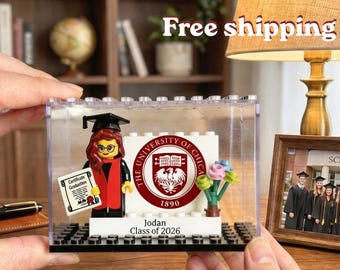 Custom Graduate Minifigure With Display Case ,Mini Pet Figure Set,Graduation Figures,Unique Graduation Student Grad Gifts,Class of 2026