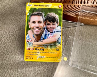 Personalized Father’s Day Gift, Anime Trading Card Style Photo Acrylic Plaque,Custom Wallet Card,Gamer Dad Gift from Kid, Custom New Dad