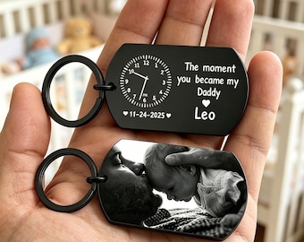 The Moment You Became My Daddy Keychain,First Father's Day Keyring New Dad Keychain Gift Personalised Gift Father's Day Gift,Gift For Dad
