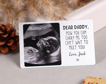 Benutzerdefinierte Ultraschall-Geldbörsen-Karte für einen ersten Vater, Sonogramm-Bild-Geldbörsen-Einlage, kann nicht warten, um Sie zu treffen Laser gravierte Karte, Geschenk für Papa